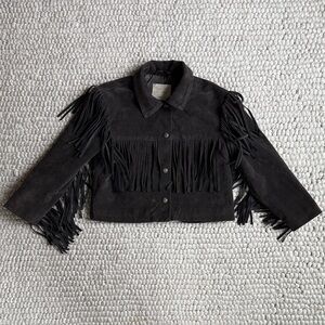 Rylee and Cru 6-7 Black Fringe Jacket